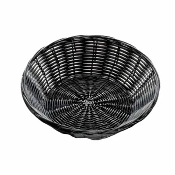 Tablecraft 2475 Black Round Woven Basket 8-1/2" x 2-1/4" | Case of 12 — view 1