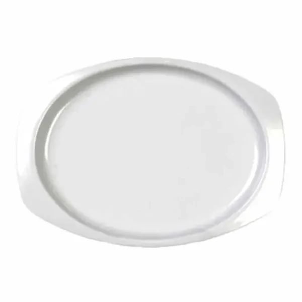 Thunder Group NS211W NuStone White 11-1/2" x 7-1/2" Rectangular Melamine Platter | Case of 12