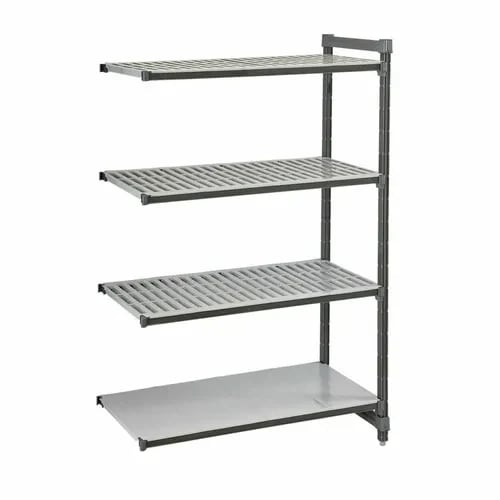 Cambro Camshelving EA186064VS4580 4-Shelf Polypropylene Brushed Graphite Add-On Shelving Unit 60"W X 18"D X 64"H