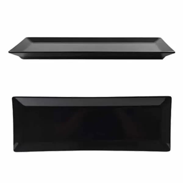 Thunder Group 29115BK Classic Black 15" x 5-1/4" Rectangular Melamine Plate | Case of 12