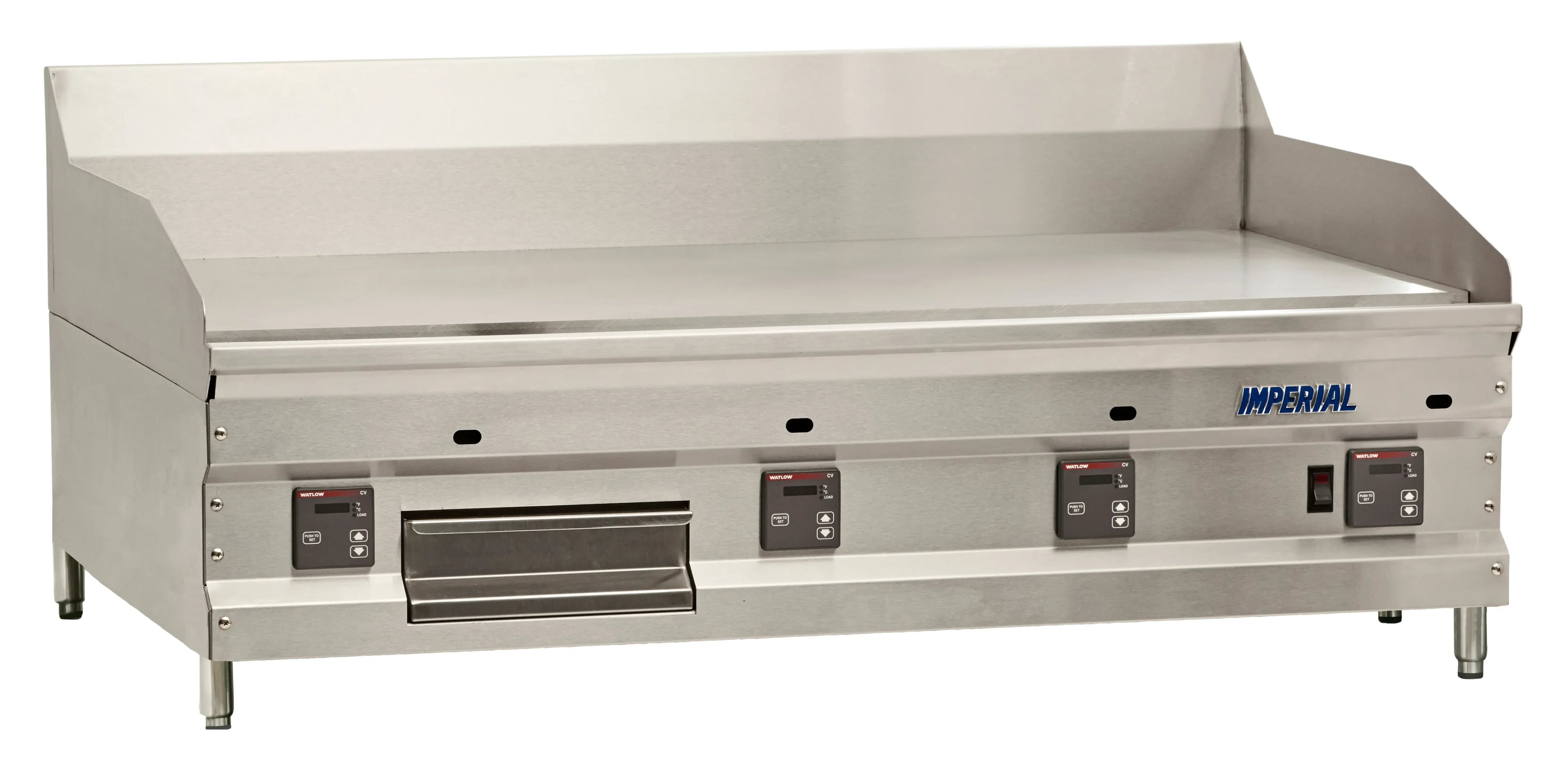Imperial PSG60 Professional Gas Countertop Griddle 60 Inch Wide Digital Control Rectangle Polished Steel 1 Inch Thick Plate Heavy-Duty — Natural Gas, 150000 BTU