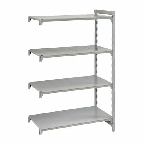 Cambro Camshelving CPA182464S4480 4-Shelf Polypropylene-Covered Steel Posts Speckled Gray Shelving Kit 24"W X 18"D X 64"H