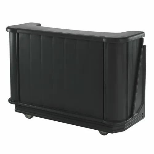 Cambro Cambar BAR650PM110 Black Portable Bar 7-Bottle Speed Rail 5-Button Soda Gun Portable Bar 67-1/2"W X 28-1/2"D X 47-1/2"H