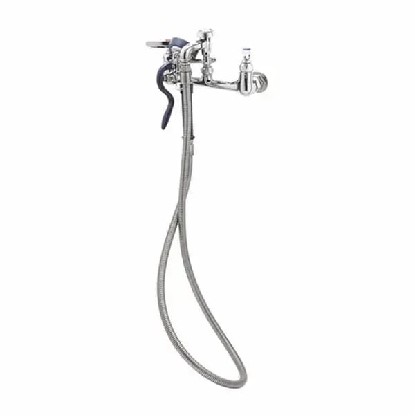 T&S B-0167 8" Wall Mount Pre-Rinse Faucet with 68" Hose Spray Assembly with Spray Hose