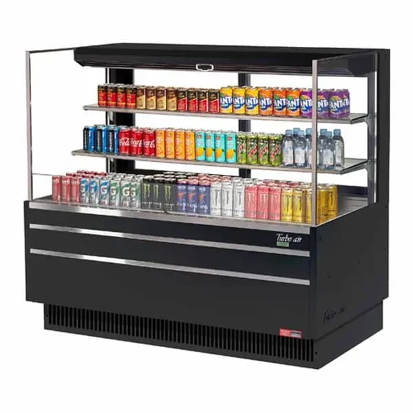 Turbo Air TOM-60L-UFD-B-3S-N Black Horizontal Open Display Case Merchandiser 58-3/4"W