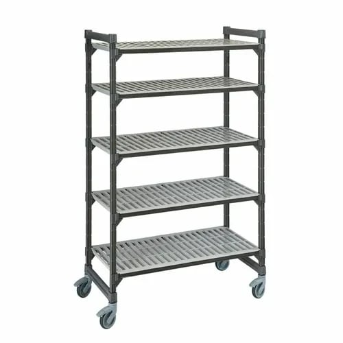 Cambro Camshelving EMU183670V5580 5-Shelf Polypropylene Brushed Graphite Shelving Kit 36"W X 18"D X 70-1/4"H