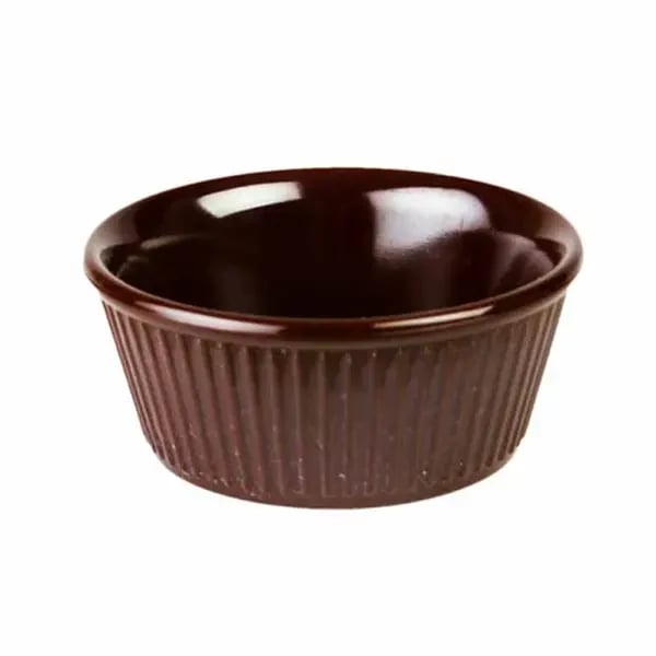 Thunder Group ML533C1 Chocolate 3-1/2 oz. Fluted Melamine Ramekin | Case of 12