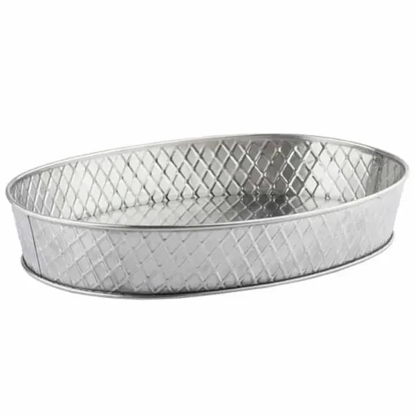 Tablecraft 10037 Lattice Stainless Steel Oval Platter 12" x 9" x 2-1/8"
