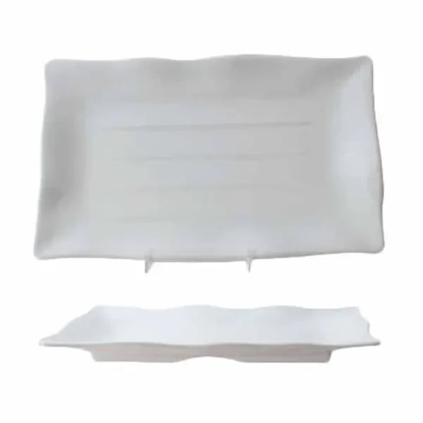 Thunder Group 24120WT Classic White 11-1/4" x 7-1/4" Rectangular Melamine Plate | Case of 12