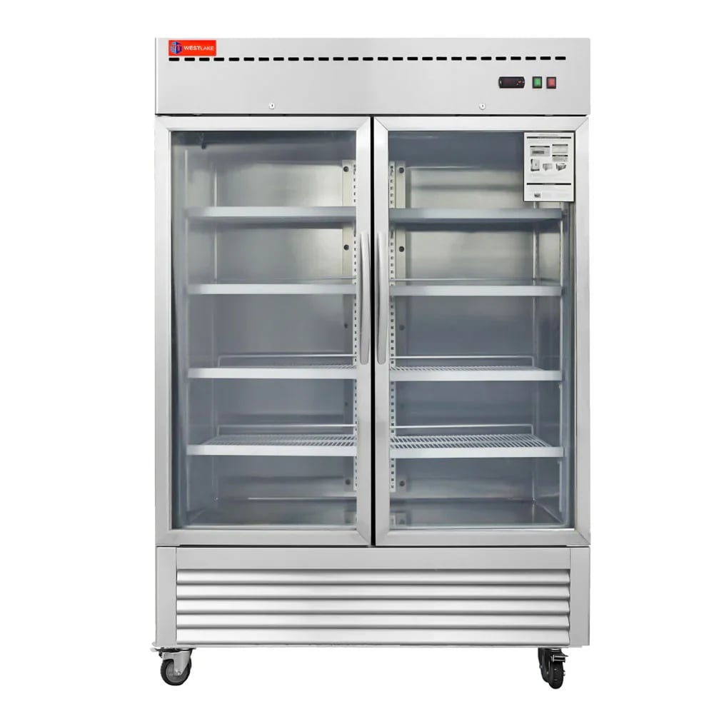 Westlake WKR-49BG Glass Door Merchandiser Refrigerator 2 Door 33-40°F
