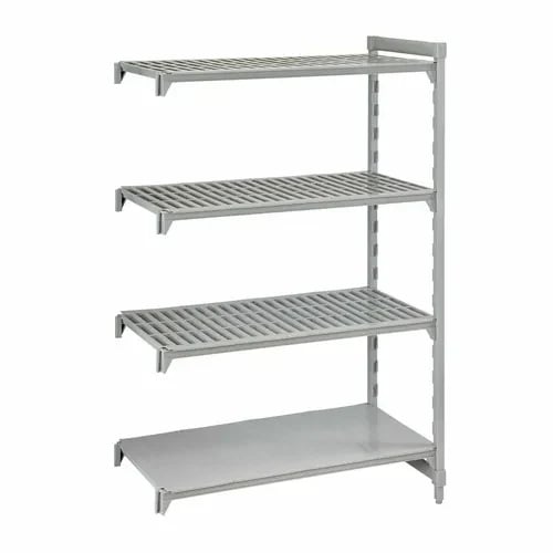 Cambro Camshelving CPA187264VS4PKG 4-Shelf Polypropylene-Covered Steel Posts Speckled Gray Shelving Kit 72"W X 18"D X 64"H
