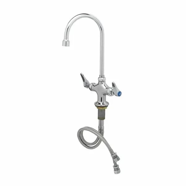 T&S B-0300-VR4-WS Single Hole Deck Mount Double Pantry Faucet with 5-3/4" Gooseneck Spout