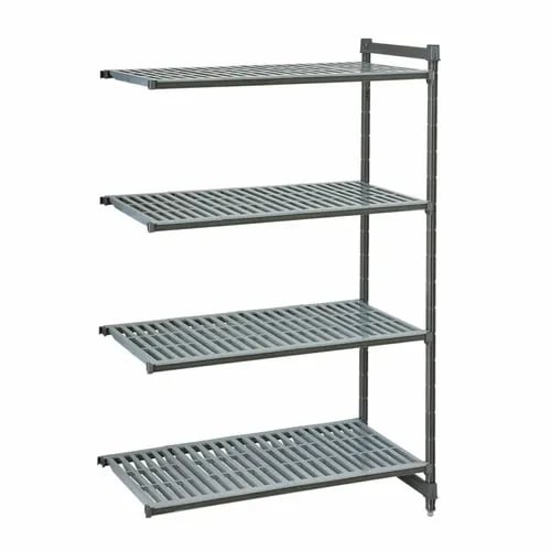 Cambro Camshelving CBA183064V4580 4-Shelf Polypropylene Brushed Graphite Add-On Shelving Unit 30"W X 18"D X 64"H