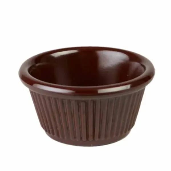 Thunder Group ML509C1 Chocolate 2 oz. Fluted Melamine Ramekin | Case of 12