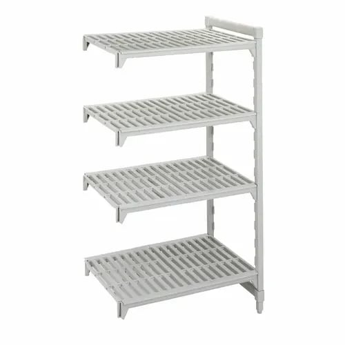 Cambro Camshelving CPA187272V4PKG 4-Shelf Polypropylene-Covered Steel Posts Speckled Gray Shelving Kit 72"W X 18"D X 72"H