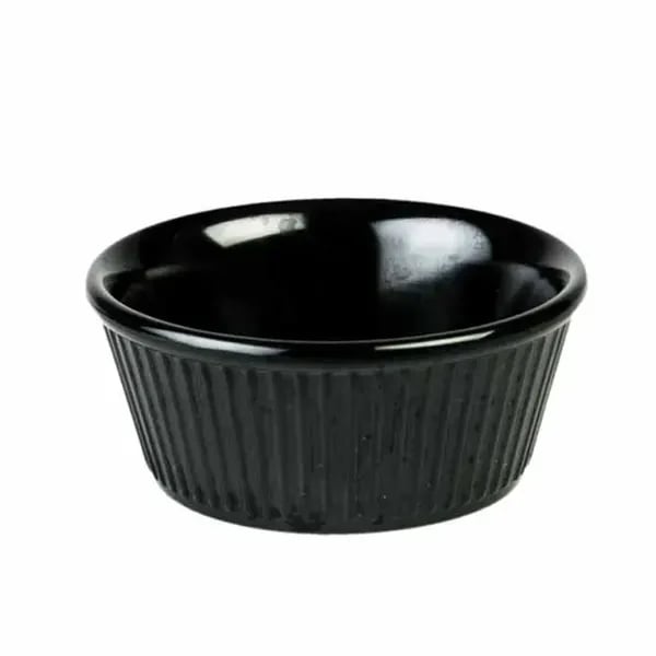 Thunder Group ML533BL1 Black 3-1/2 oz. Fluted Melamine Ramekin | Case of 12