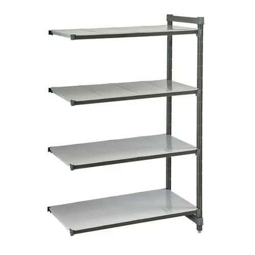 Cambro Camshelving EA215472S4580 4-Shelf Polypropylene Brushed Graphite Add-On Shelving Unit 54"W X 21"D X 72"H