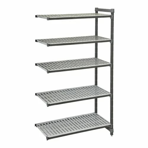 Cambro Camshelving EA186064V5580 5-Shelf Polypropylene Brushed Graphite Add-On Shelving Unit 60"W X 18"D X 64"H