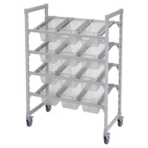 Cambro Camshelving CPM244867FX1480 4-Tier Speckled Gray Mobile Flex Station 24"W X 48"L X 67"H