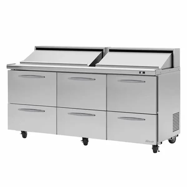 Turbo Air PST-72-D6-N PRO Series 18 Pan 6-Drawer Sandwich Prep Table 72-5/8"W
