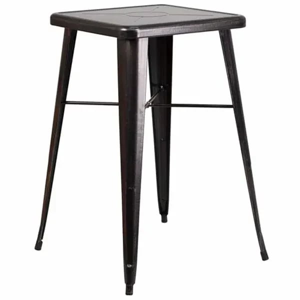 Flash Furniture CH-31330-BQ-GG Square Bar Height Galvanized Steel Black and Antique Gold Table