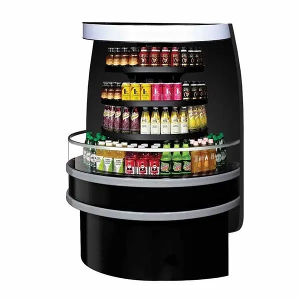 Turbo Air TIOM-48RB-N Black Semicircle Open Island Display Case Merchandiser 48"W