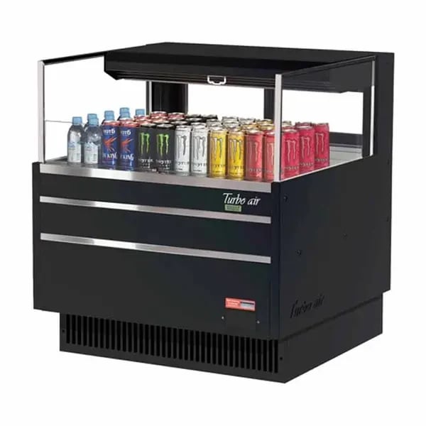 Turbo Air TOM-36L-UFD-B-1S-N Black Horizontal Open Display Case Merchandiser 34-3/4"W