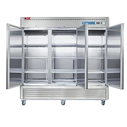 Westlake WKR-82B Reach-In Solid Door Merchandiser Refrigerator 3 Door 33-40°F