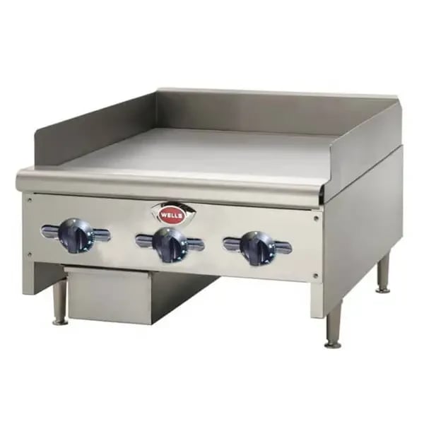 Wells HDTG-2430G Heavy Duty 60,000 BTU Thermostatic Control Gas Griddle 24"W