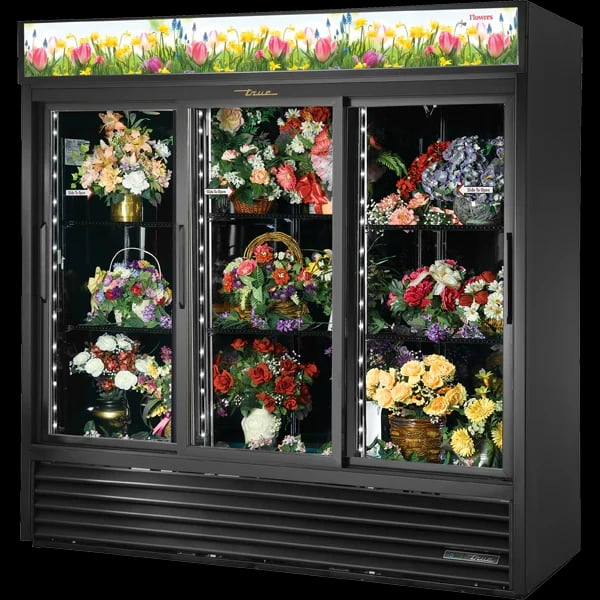 True GDM-69FC-HC-LD Curved Glass Merchandiser, 69 cu.ft., LED