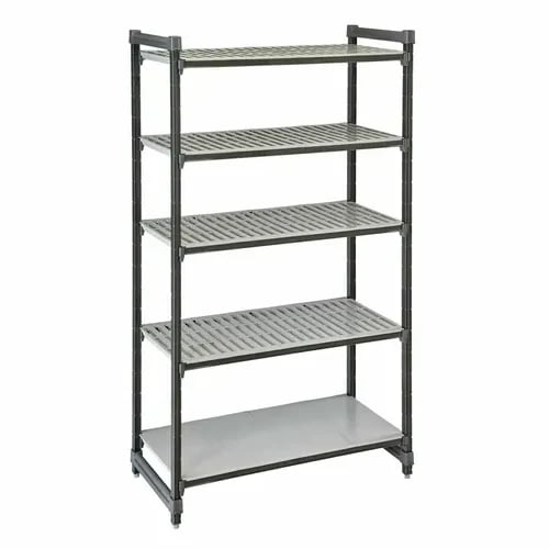 Cambro Camshelving ESU244884VS5580 5-Shelf Polypropylene Brushed Graphite Shelving Kit 48"W X 24"D X 84"H
