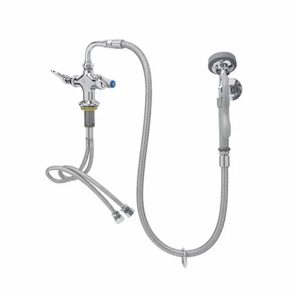 T&S B-0160 Single Hole Deck Mount Pre-Rinse Faucet with 44" Hose Spray Assembly with Spray Hose