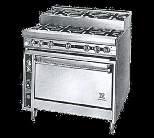 Jade Range JTRHE-4-3-36 Titan™ Heavy Duty Range, Gas, 36", (4) 30,000 Total BTUs Open Burners, (3) 30,000 Total BTUs Step-Up Burners, Standard Oven – Natural Gas, 185000 Total BTUs