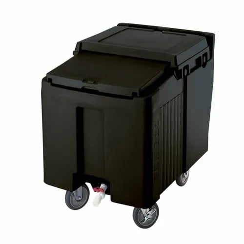 Cambro Slidinglid ICS125L110 125 Lb. Black Mobile Ice Caddy
