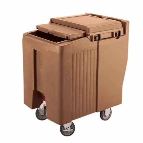 Cambro Slidinglid ICS175L157 175 Lb. Coffee Beige Mobile Ice Caddy — main image