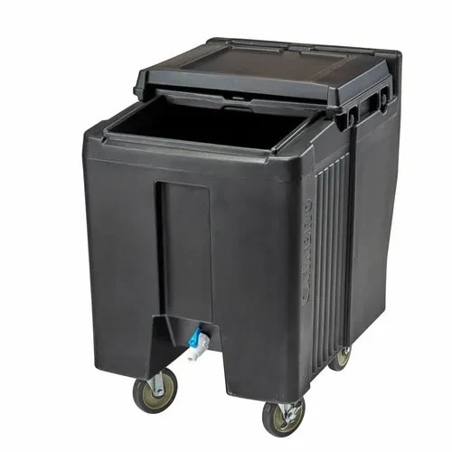 Cambro Slidinglid ICS125T110 125 Lb. Black Mobile Ice Caddy — main image