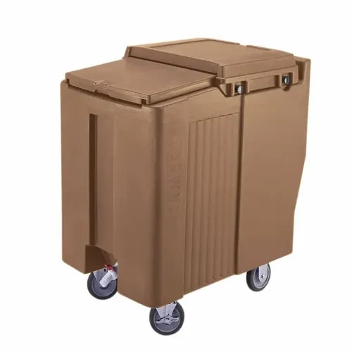 Cambro Slidinglid ICS175T157 175 Lb. Coffee Beige Mobile Ice Caddy — main image