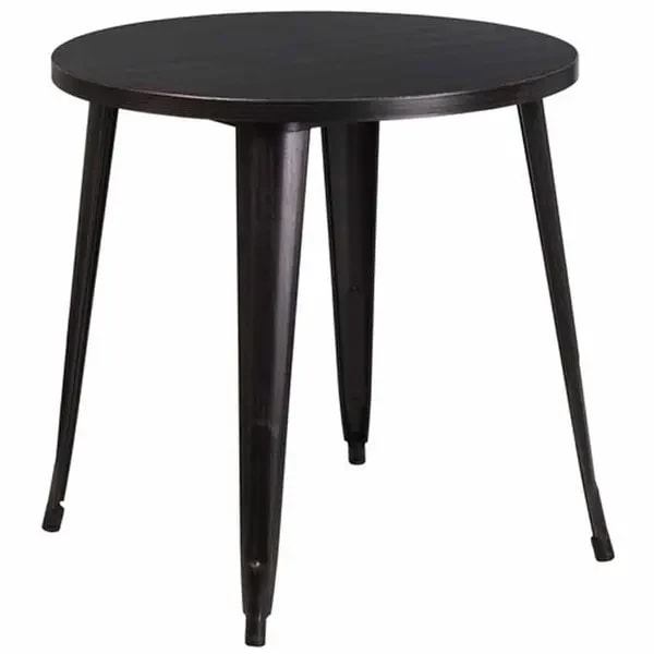 Flash Furniture CH-51090-29-BQ-GG 30" Round Dining Height Metal Black and Antique Gold Table — main image