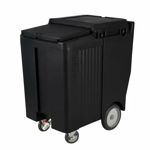 Cambro Slidinglid ICS200TB110 200 Lb. Black Mobile Ice Caddy — main image
