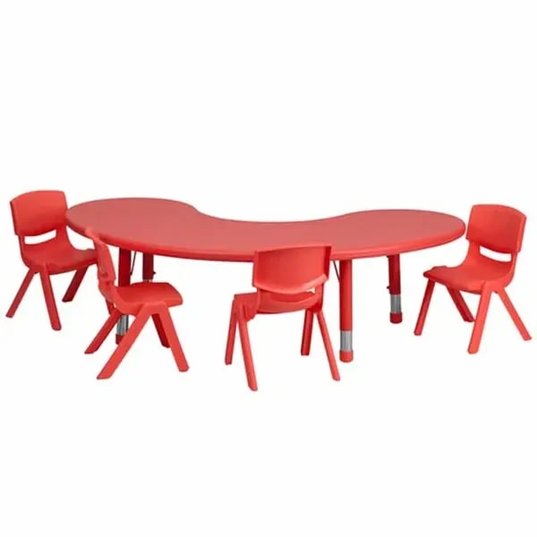 Flash Furniture YU-YCX-0043-2-MOON-TBL-RED-E-GG Red Preschool Activity Table Set with Four Chairs — main image