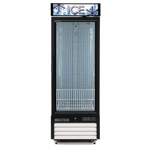 Maxx Cold MXM1-23FHC-ICE 23 cu. ft. White 1-Door Bagged Ice Freezer Merchandiser 27"W — main image