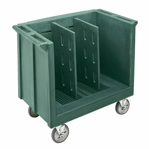 Cambro TDC30192 Polyethylene 2 Granite Green Dish Caddy With 2 Adjustable Dividers — main image