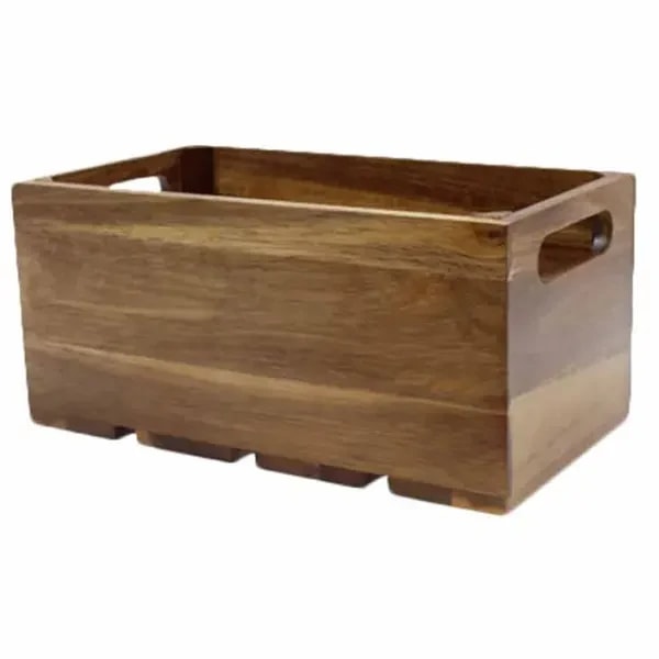Tablecraft CRATE116 Full Size Brown Wood Display Crate 6-1/4" Deep — main image