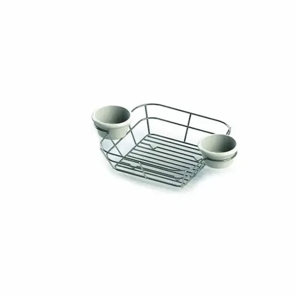 Tablecraft H711172BK Black Metal Meranda Square Basket with Integrated Ramekins 11" x 7" x 2 — main image