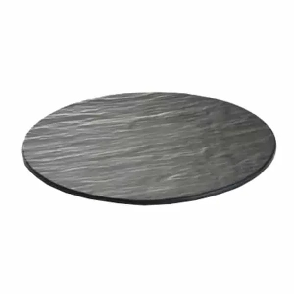 Tablecraft MG13 Frostone Black Slate Round Melamine Serving Tray 13" Diameter — main image