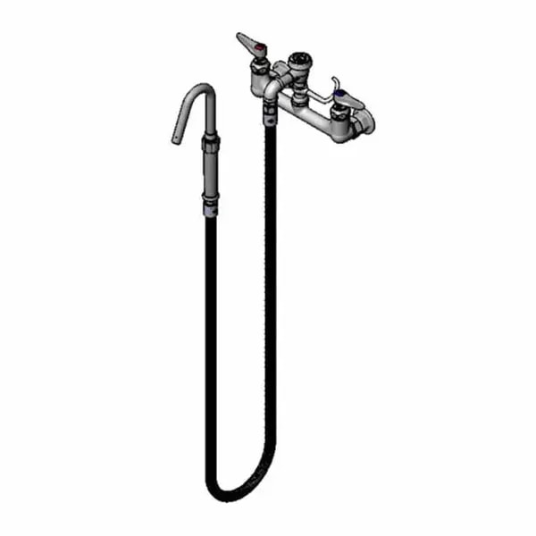 T&S B-0611 8" Wall Mount Pot and Kettle Filler Faucet with 68" Hose — main image