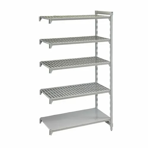 Cambro Camshelving CPA182484VS5PKG 5-Shelf Polypropylene-Covered Steel Posts Speckled Gray Shelving Kit 24"W X 18"D X 84"H — main image