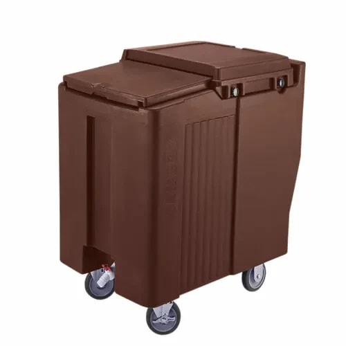 Cambro Slidinglid ICS175T131 175 Lb. Dark Brown Mobile Ice Caddy — main image