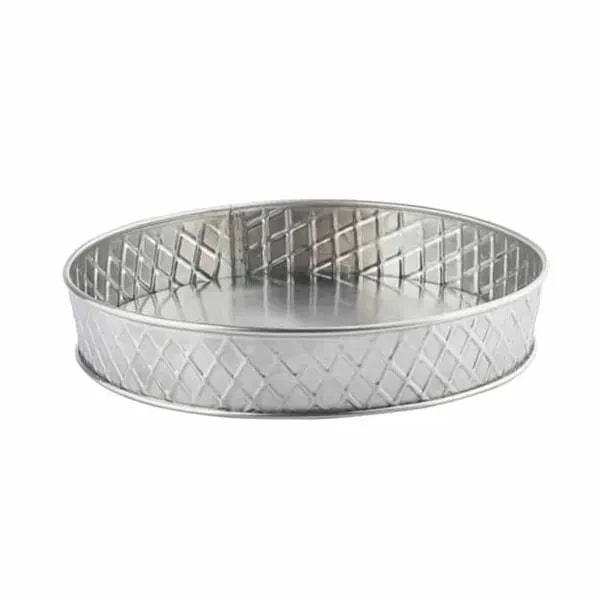 Tablecraft 10034 Lattice Stainless Steel Round Platter 8-1/8" Diameter x 1-1/2" — main image