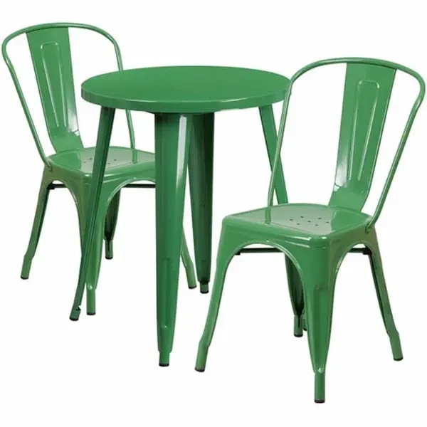 Flash Furniture CH-51080TH-2-18CAFE-GN-GG Green Metal Table and Chair Set with Two Chairs — main image